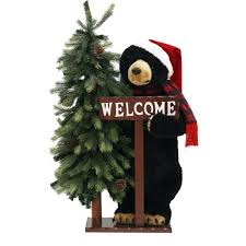 33 Tall Holiday Time Black Bear Christmas Decoration Black Bear Decor Bear Decor Christmas Bear