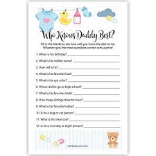 Passing a ball of yarn around the office, have. Amazon Com Baby Shower Game Who Knows Daddy Best Handmade