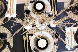 Use it as a photo booth or candy table background. Black And Gold Halloween Table Decor Taryn Whiteaker