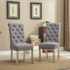 When purchasing separate dining chairs for your dining room copper grove schwalbach upholstered parsons dining chairs ebay. Amazon Com Roundhill Furniture Habit Grey Solid Wood Tufted Parsons Dining Chair Set Of 2 Gray Chairs