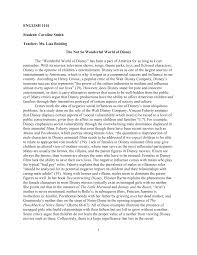 1 ENGLISH 1101 Student: Caroline Smith Teacher: Ms. Lisa Bolding The Not So  Wonderful World of Disney The “Wonderful World of