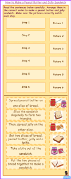 Being able to follow directions in order will help your students when they are cooking for themselves or others. Peanut Butter And Jelly Sandwich Sequencing Activity Worksheet