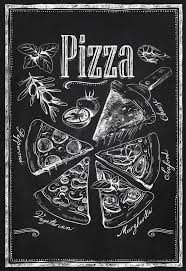 Kitchen Chalkboard Chalkboard Pizza Types Italian Fast Food Cooking Chef Tomatoes Olives Italian Cuisine Pizza Slices Print Quadro De Giz Parede De Giz Quadros