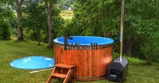 Hot Pot Mit Gfk Einsatz Timberin Outside Heaters Outdoor Spa Hot Tub