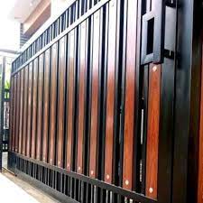 Pagar kayu dengan pintu gerbang geser Jual Pagar Grc Motif Kayu Minimalis Kota Bogor Agungmulyasteel Tokopedia