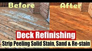 Learn how to prepare a deck for stain or paint. Deck Refinishing How To Strip Peel Off Solid Stain Sand Re Stain Diy Youtube