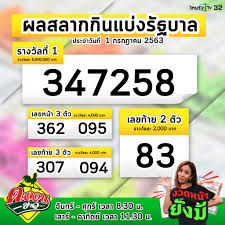 ผลสลากกินแบ่งรัฐบาล งวดประจำวันที่ 1 มิถุนายน 2563. Facebook