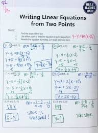 Writing Equations From Two Points Interactive Notebook Page Writing Linear Equations Writing Equations Teaching Math