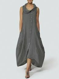 Solid Basic Cocoon Cotton Casual Dress Noracora Cocoon