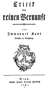 Kritik der reinen vernunft 2 auflage by immanuel kant. Critik Der Reinen Vernunft 1781 Wikisource