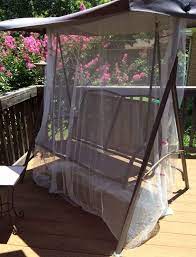 Your deck swing stock images are ready. Mosquito Cover For Patio Swing Using 4 Ikea Net Curtains Stitched The Two 110 Panels Together And Draped Over Swing Patio Swing Backyard Swings Swing Cover