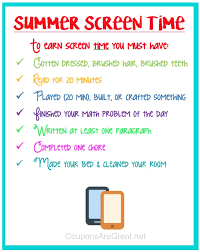 earning screen time for kids printable ideas