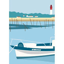 Affiche 50x70 Eric Garence Lege Cap Ferret Cote Atlantique Gironde Affiches De Voyage Retro Cap Ferret Affiches D Art Deco