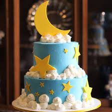 Moon And Stars Baby Shower Cake Shower Cakes Baby Shower Cakes Birthday Cake Kids
