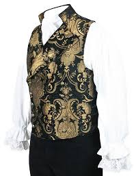 Black And Gold Vest Cavalier Vest Black Gold Tapestry Period Outfit Stand Collar Dress Vest Fashion