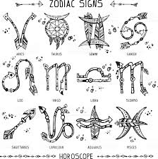 Set Of Hippie And Bohemian Style Hand Drawn Zodiac Signs Black An How To Draw Hands Taurus Constellation Tattoo Aquarius Constellation Tattoo