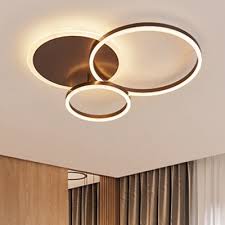 Contemporary Rings Flush Mount Light Metal 2 3 5 6 Lights Led Lighting Fixture In Coffee Takeluckhome Com