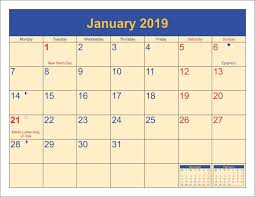 Pin On January 2019 Calendar With Holidays
