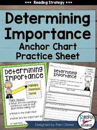 Determine Importance Anchor Chart And Worksheet Anchor