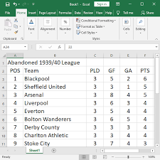 Using Excel To Calculate League Position Pat Howe S Blog