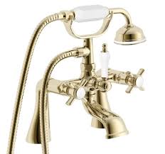 Cooke Lewis Classic Gold Effect Bath Shower Mixer Tap Departments Diy At B Q Bath Shower Mixer Shower Mixer Taps Bath Shower Mixer Taps