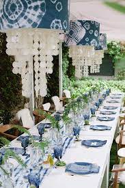 Etched water goblets are paired with light blue wine glasses and silverware with a delicate gold filigree on the handles. Blue And White Dishes And Table Settings Tablescapes And Decorations In Blue White