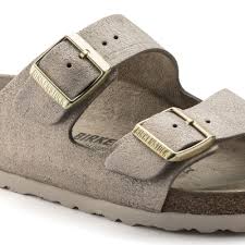 Birkenstock Arizona Washed Metallic Rose Gold Arizona Suede Leather Suede Leather Leather Metal Fashion