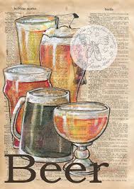 Print Beer Mixed Media Drawing On Antique Dictionary Page En 2020 Con Imagenes Arte En Cuadernos Dibujos Botanicos Pinturas