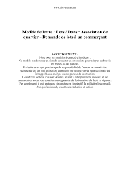 Modele lettre demande de lot pour association. Modele De Lettre