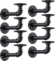 Before hanging your pipe brackets, stain or paint your shelves and let them dry. Paranta Industrial Black Iron Pipe Shelf Brackets 8 Inch Set Of 6 Rustic Wall Mounted Diy Shelving Brackets Hanging Custom Pipe Brackets For Floating Shelves Hardware Tools Home Improvement Rayvoltbike Com