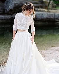 Mid Drift And Pockets Wedding Dress Delicate Lace And Modern Ball Skirt Crop Top Wedding Dress Top Wedding Dresses Wedding Dress With Pockets