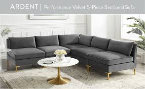 All glam outdoor sectionals can be shipped to you at home. Amazon Com Modway Ardent 5 Piece Performance Velvet Sectional Sofa Gray Furniture Decor