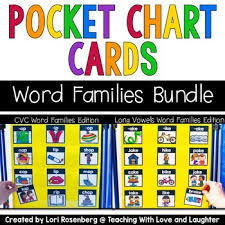Word Families Pocket Chart Cards Bundle Cvc Words And Long Vowels