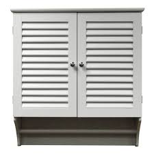 The three shelves offer a wide variety of storage options. Wall Mounted Bathroom Cabinet With Shelves And Towel Bar In White Fastfurnishings Com