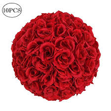 See more ideas about wedding flowers, wedding, wedding decorations. Amailtom 10 Inch Artificial Satin Flower Ball Romatic Wedding Flower Balls Kissing Balls Bouquet For Bridal Wedding Party Ceremony Centerpieces Decoration 10 Pack Wine Red Buy Online In Bermuda At Desertcart 106996594