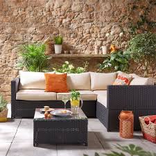 Vidaxl outdoor dinning set 33 piece poly rattan wicker patio garden furniture. Black Rattan Garden Corner Sofa Set Aspen Furniture123