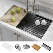 Kraus Kore Workstation Undermount Stainless Steel Kitchen Sink Single Bowl Kitchen Sink Undermount Kitchen Sinks Stainless Steel Kitchen Sink
