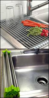 This Roll Up Drain Rack Is Handy For Small Space Living It Cleverly Uses Available Space On Your Sink And Can Be Small Space Kitchen Diy Kitchen Home Kitchens