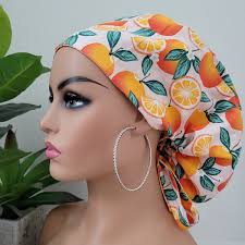 Buy Oranges Satin Lined Scrub Hat, Protect Hair W/satin Lined Ponytail  Scrub Cap, Buttons Option, Size Option See Description, Surgical Hat Online  in India