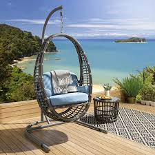 Luxury Outdoor Garden Hanging Pod Chair Bamboo Blue Pod Chair Luxury Outdoor Furniture Hanging Garden Chair
