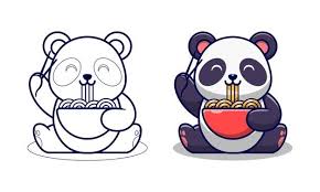 Do your kids love cute looking furry panda bear? Premium Vector Cute Bear Eating Ramen Noodles Cartoon Coloring Pages For Kids