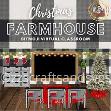 Christmas Farmhouse Bitmoji Virtual Classroom Background Etsy Virtual Classrooms Classroom Background Farmhouse Christmas