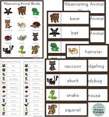 Writing Center Word List Hibernating Animal Words Writing Center Animals That Hibernate Reading Street Kindergarten