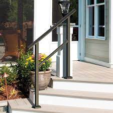 Anchor iron co · iron step railings. Freedom Heathrow 4 Ft X 1 5 In X 33 In Matte Black Aluminum Deck Handrail Kit Assembled Lowes Com Outdoor Handrail Outdoor Stairs Railings Outdoor