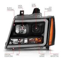 CHEVY TAHOE/ SUBURBAN 07-14 / AVALANCHE 07-13 PROJECTOR PLANK STYLE  SWITCHBACK HEADLIGHTS BLACK