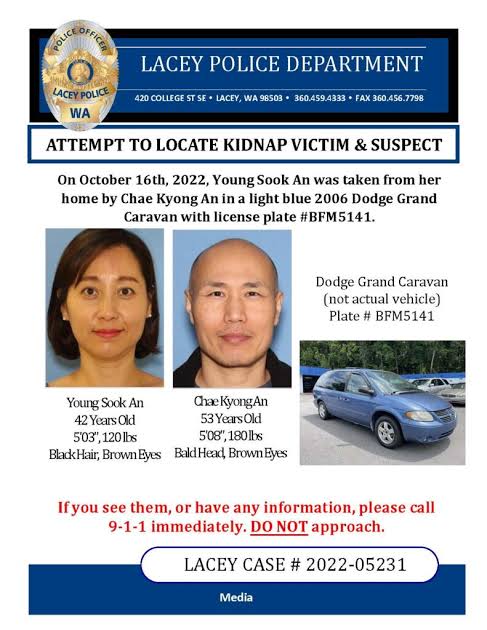 The official search flyer released by the Lacey Police Department on October 16, 2022., do AI tạo