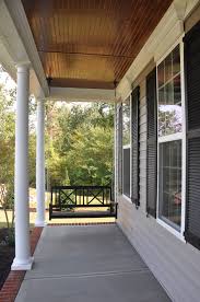 Cherry Tongue And Groove Porch Ceiling Brick Ranch Houses Porch Design New Homes