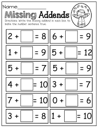 Math Worksheets Fun Missing Addends K5 Worksheets First Grade Math Worksheets First Grade Math 2nd Grade Math Worksheets