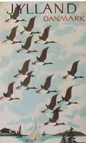 Se flere idéer til plakater, illustration, danmark. Original Vintage Poster Jylland Denmark Goose Sailing Poster Retro Poster Reiseposter