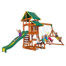 Backyard Discovery Tucson All Cedar Swing Set 65411bcom The Home Depot Wooden Swing Set Playset Outdoor Swing Set